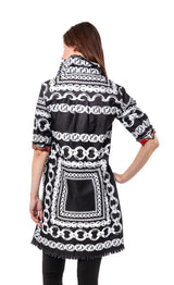Dizzy Lizzy Chatham Dress in Black Denim with White Link Pattern