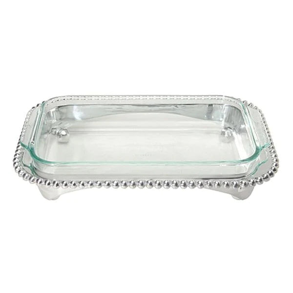 Mariposa Pearled Oblong Casserole Caddy with 3 Quart Pyrex