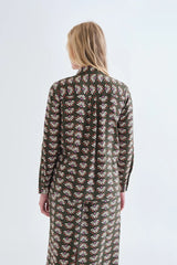Geometry Print Olive Blouse