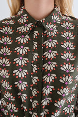 Geometry Print Olive Blouse