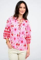 Ivy Jane Pink and Red Ikat Blouse