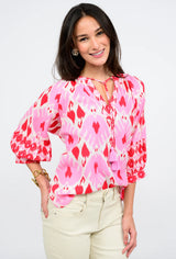 Ivy Jane Pink and Red Ikat Blouse