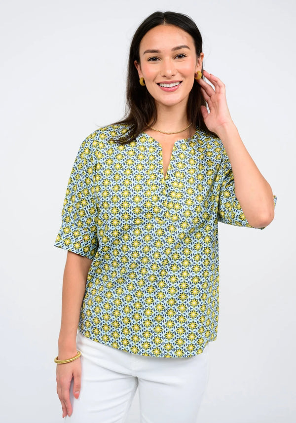 Ivy Jane Notched Front Shirt in Blue