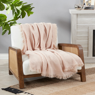 Waffle Weave Blanket in Blush Pink