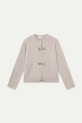 Camel Cardigan with Tie-up Buttons
