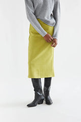 Apple Green Suede Midi Skirt