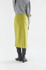 Apple Green Suede Midi Skirt