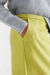 Apple Green Suede Midi Skirt