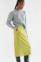 Apple Green Suede Midi Skirt