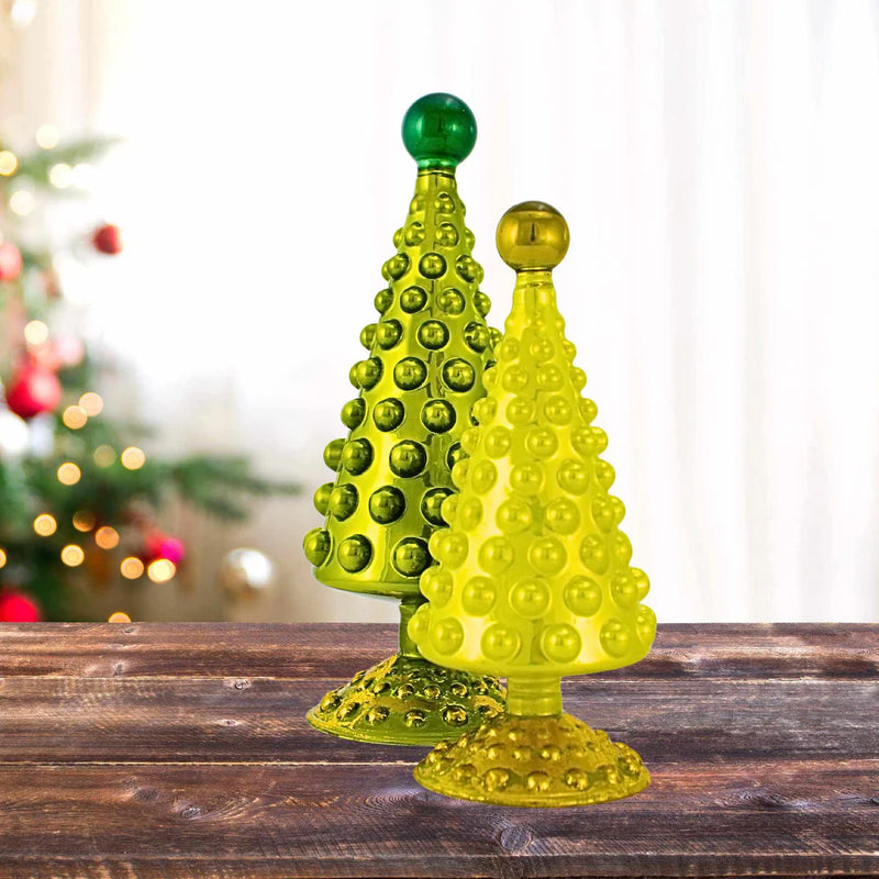 Modern Dotted Trees in Chartreuse (Two Size Options)