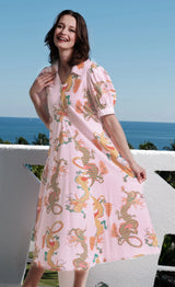 Dizzy Lizzy Montauk Dress - Powder Pink Dragon