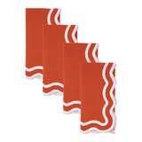 Set of 4 Scalloped Border Napkins (Two Color Options)