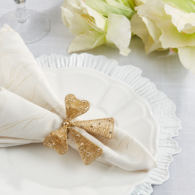 Set of 2 Beaded Bow Napkin Rings