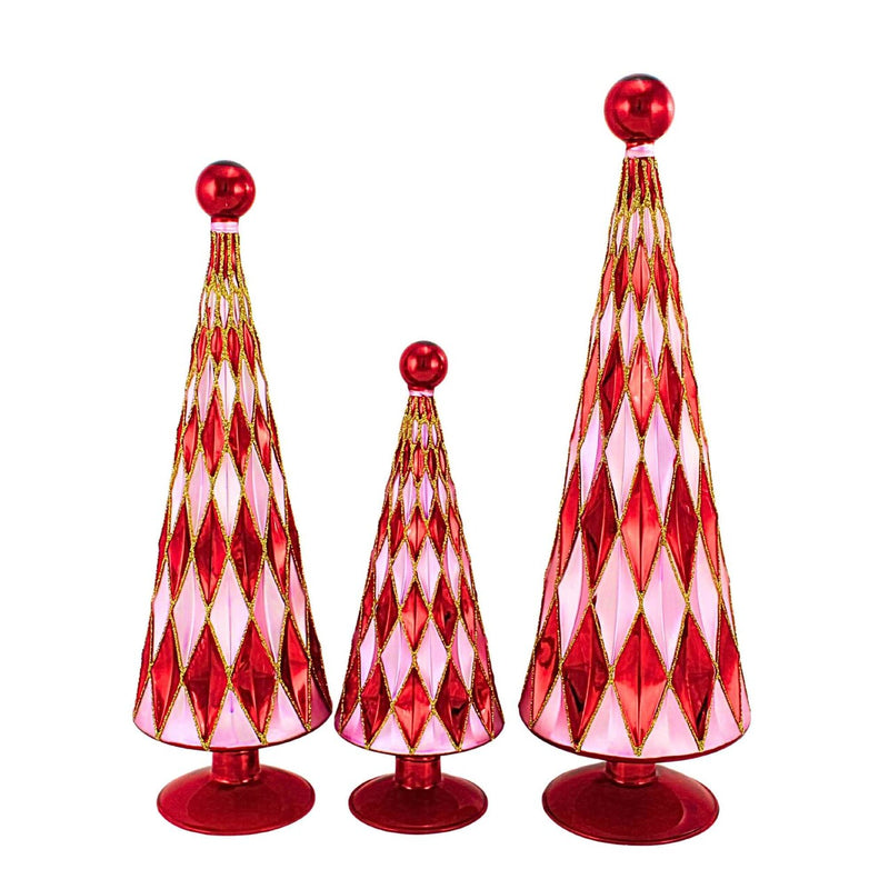 Mid Century Diamond Trees in Red Lilac (Three Size Options)