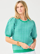 Mary Square Abigail Sweater in Blue Green