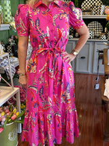 Jude Connally Marina Dress in Feathered Floral Pink Gold