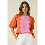 Pink and Orange Wave Blouse