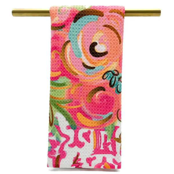 Tropical Chinoiserie Blooms Tea Towel