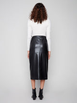 Charlie B Faux Leather Midi Skirt in Black