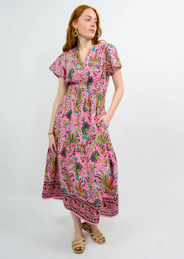 Tropical Borders Dress in Pink