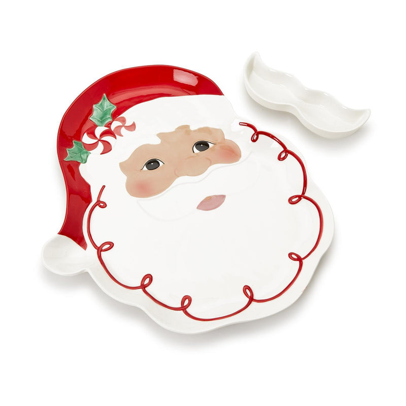 Santa Platter with Removable Mustache Dipping Bowl