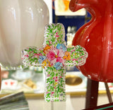 Small Acrylic Hand painted Friendship Spring Flowers Cross