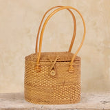 Ata Vine Sewing Basket Handbag Bag with Curved Top