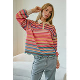 Celeste Whimsical Stripe Collared Scalloped Top