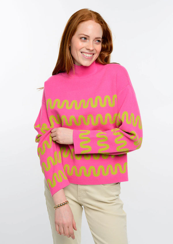 Ivy Jane Hot Pink Squiggle Sweater