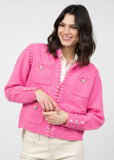 Ivy Jane Hot Pink Pearl Edge Cardigan