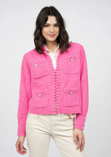 Ivy Jane Hot Pink Pearl Edge Cardigan