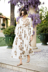 Taj Maxi Dress in Khaki Flower