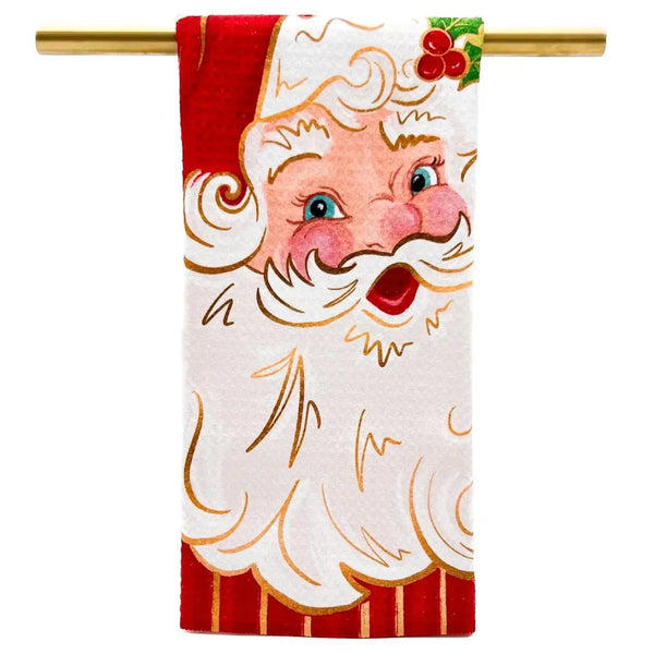 Pretty N' Red Santa Tea Towel - Christmas Hand Towel