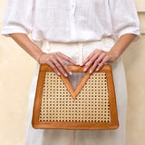 Rattan Brown Cane Weave Triangle Handbag