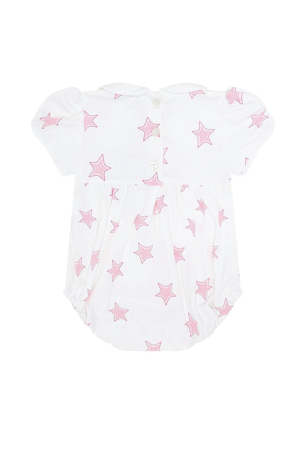 Nellapima Pink Stars Print Smocked Bubble