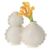 Off White Side Ribbed Pinched Vase (Two Size Options)