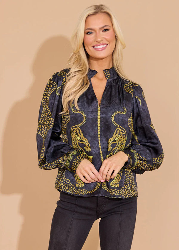 Alden Adair Phoebe Top in Pouncing Panther