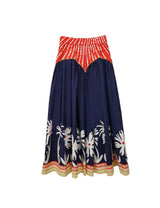 Brooks Avenue Arched Skirt - Painter's Garden Navy