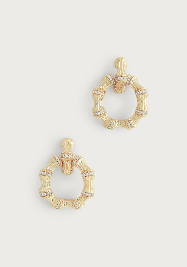 Bamboo Double Hoop Earrings in Gold - Anabel Aram