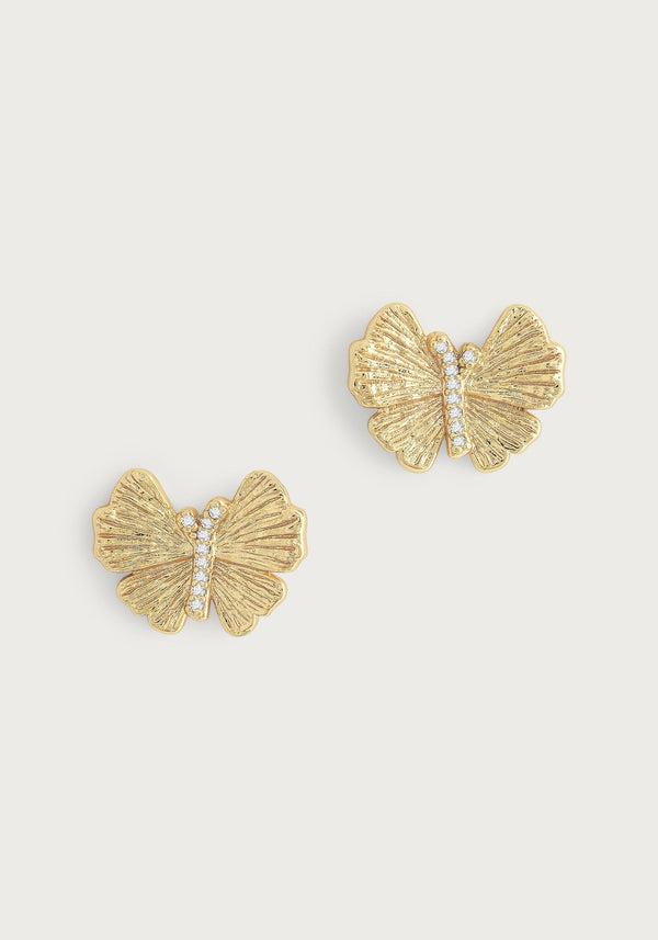Butterfly Stud Gold Earrings - Anabel Aram
