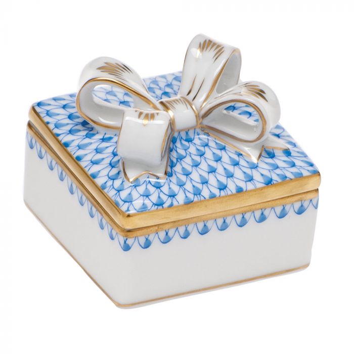 Herend Box with Bow in Blue