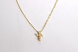 Allison Avery Baby Cross Necklace in Gold Pearl