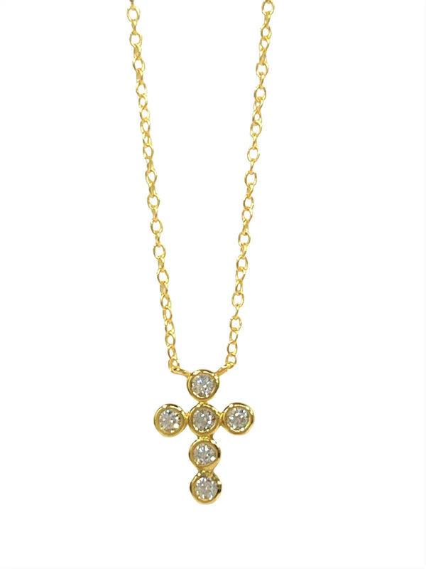 Gold/Diamond Baby Cross Necklace by Allison Avery