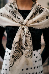 Bandana Scarf in Ecru Black & Grey