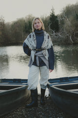 Bandana Scarf in Ecru Black & Grey