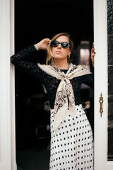 Bandana Scarf in Ecru Black & Grey