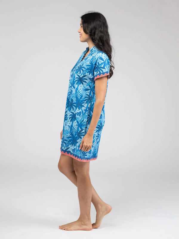 Beau & Ro Beach Tunic in Palm Leaf Blue