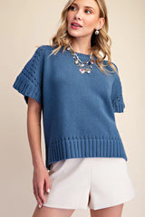 Short-Sleeve Crewneck Sweater