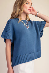 Short-Sleeve Crewneck Sweater
