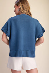 Short-Sleeve Crewneck Sweater